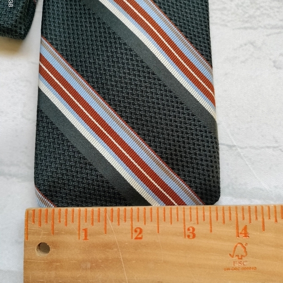Robert Talbott Men's Striped Tie Gray Multicolored Finest Silk Handsewn Retro - Picture 11 of 12